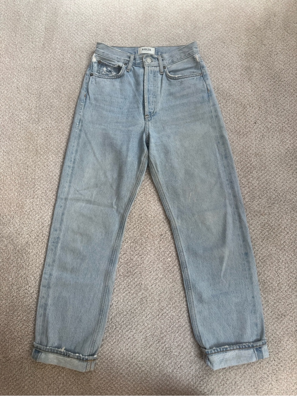 Agolde Light Blue High-Rise Straight Jeans